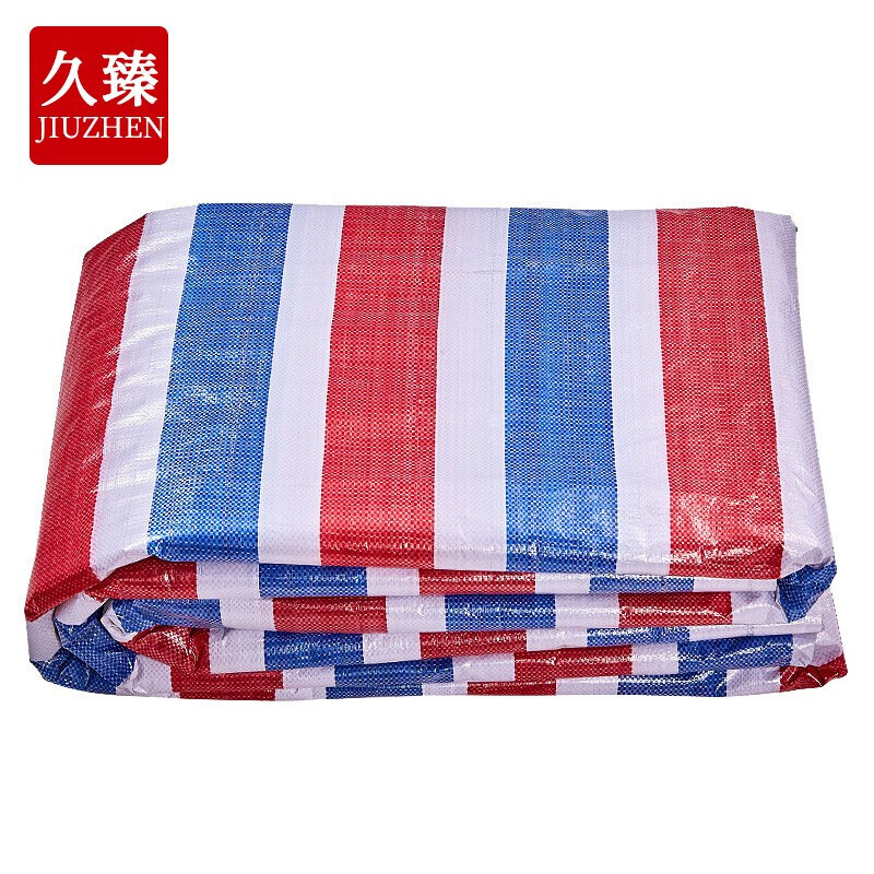 ALINIU/阿力牛 彩条防水防晒加厚双面覆膜防雨布 AF122 5×10m 红蓝白色 1张