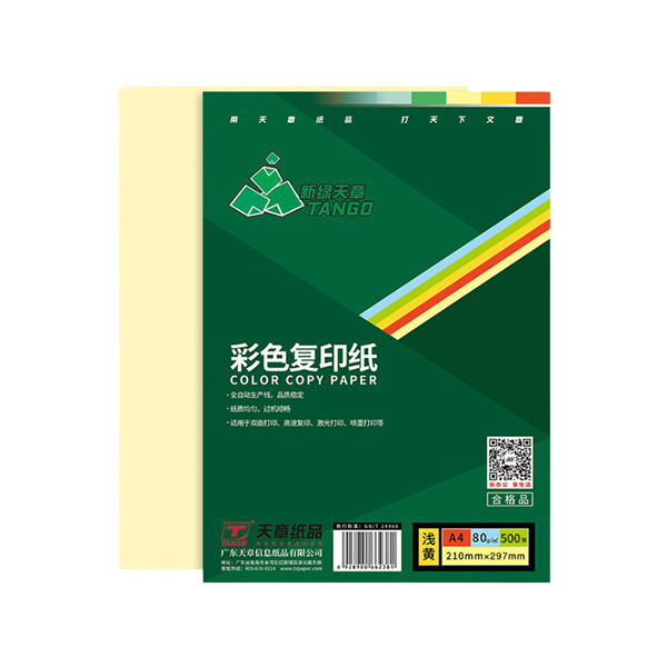 XLTZ/新绿天章 彩色复印纸 P6560 A4 浅黄色 80g 500张 1包