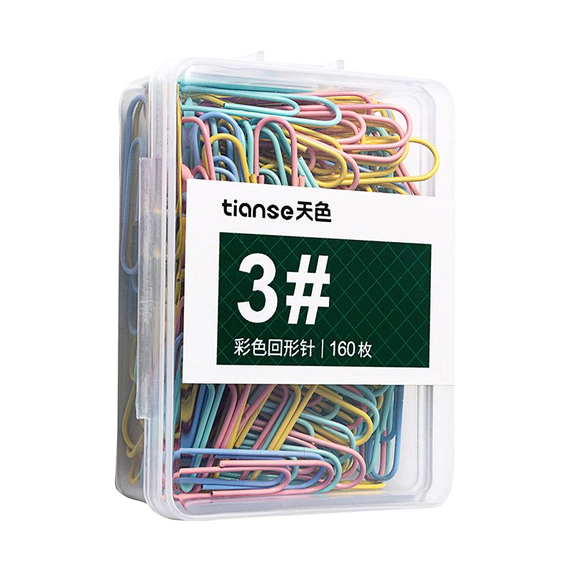 TIANSE/天色 29mm彩色回形针 TS-5807 160枚 1盒