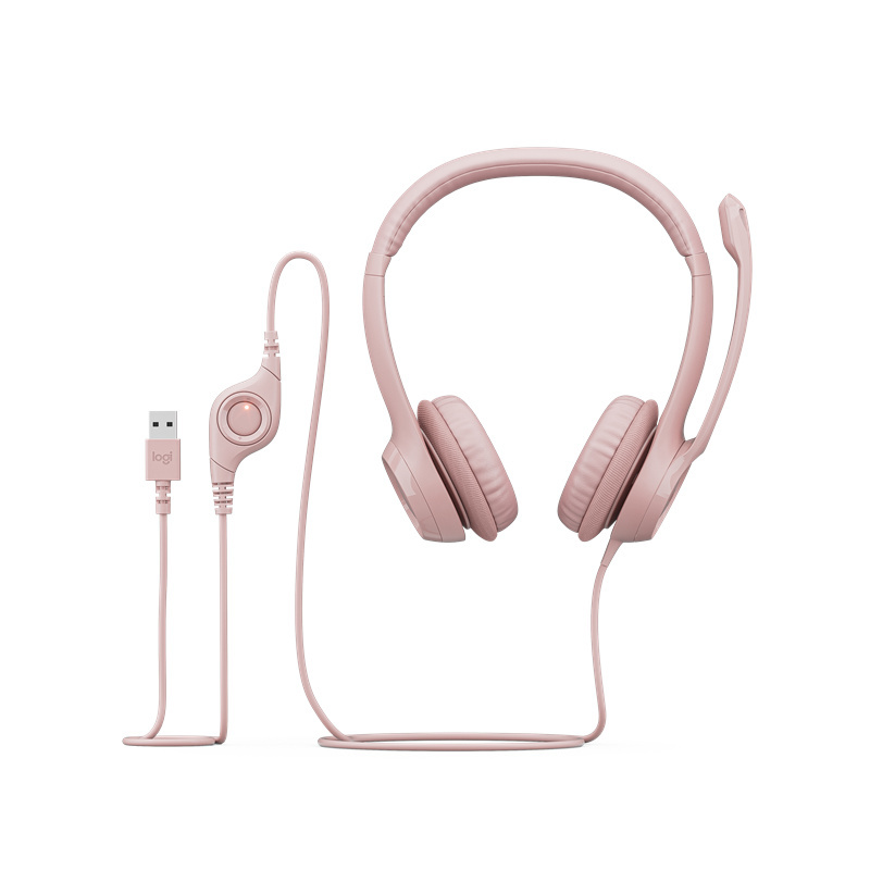 LOGITECH/罗技 有线耳机麦克风 H390 茱萸粉 1副
