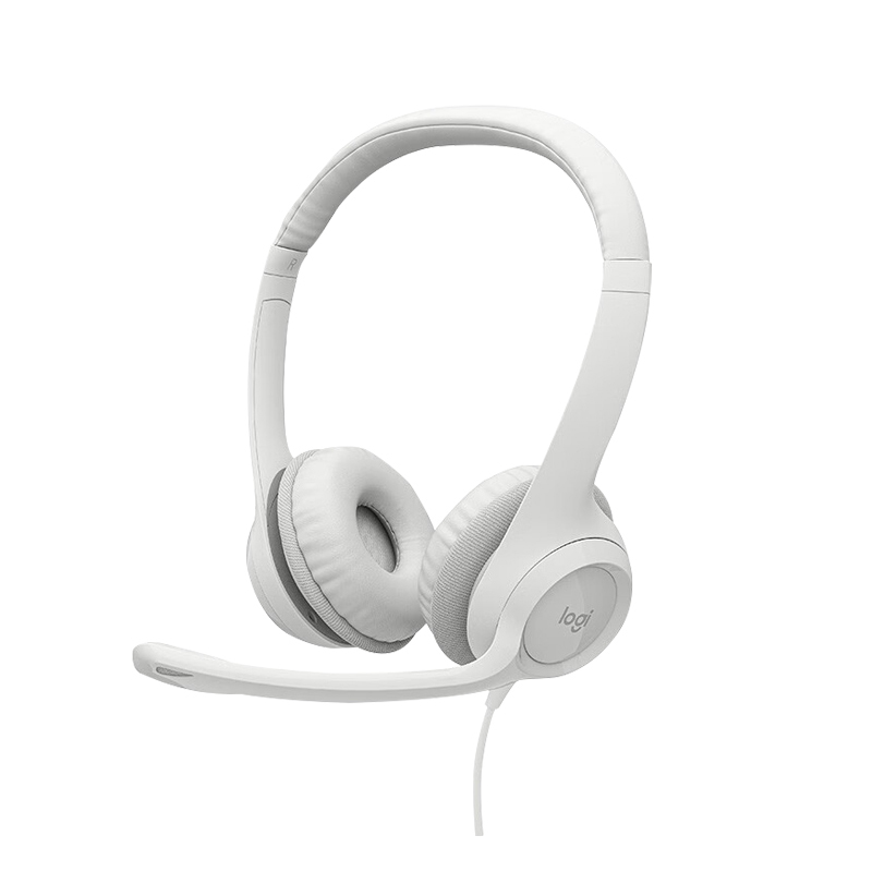 LOGITECH/罗技 耳机 H390 H390 头戴式立体声耳机耳麦 USB有线耳机带麦 电脑笔记本办公耳麦白色 1个