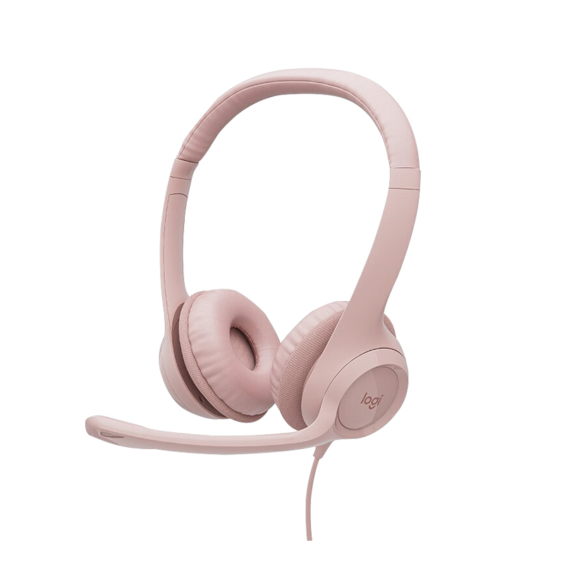 LOGITECH/罗技 耳机 H390 头戴式立体声耳机耳麦 USB有线耳机带麦 电脑笔记本办公耳麦培训粉色 1个