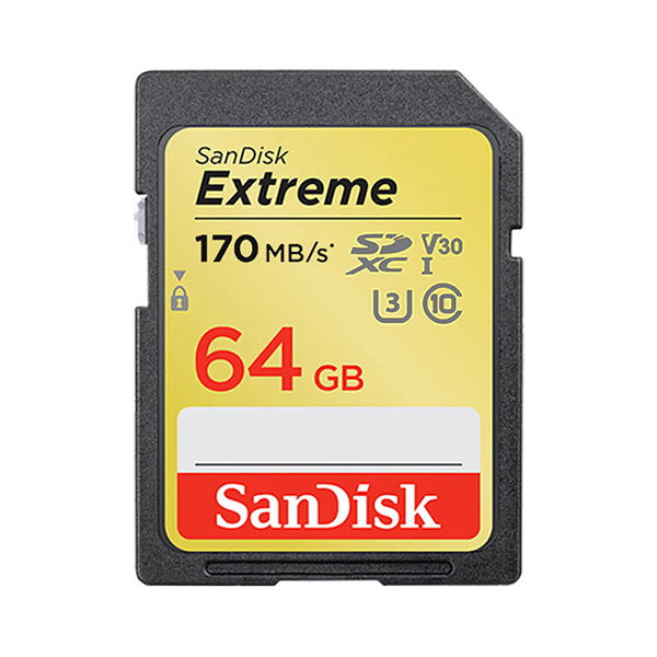 SANDISK/闪迪 SD存储卡 SDSDXVE-064G-ZNCIN 64GB U3 C10 V30 4K至尊极速版 读速150MB/s 写速60MB/s 1张