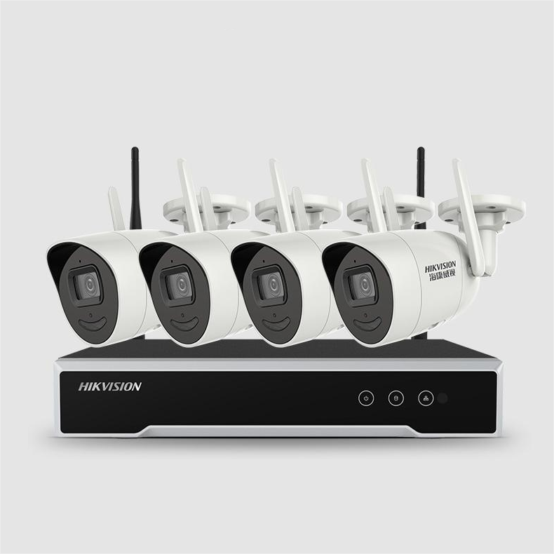 HIKVISION/海康威视 200万无线WIFI音频监控套装 DS-IPC-K22H-LWT/DS-7804NB-K1/W 焦距 4mm 人形侦测 智能补光 白光/红外双补光 双向对讲 Wi-Fi 套装含4×摄像机+1×录像机+1×4TB硬盘 1套