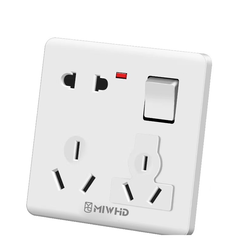 MIWHD 86型暗装一开八孔带指示灯10A-16A 暗装86型 1个