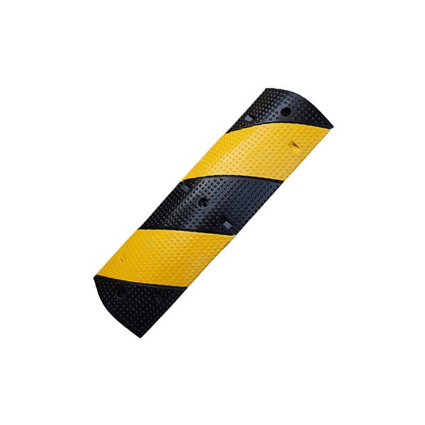 ZKH/震坤行 斜纹橡胶减速带 SH-R11 黑黄色 1000×300mm 高60mm 双槽孔 槽孔尺寸35×35mm 重约13kg 1块