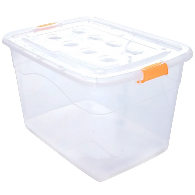YMD/益美得 黄色提手塑料收纳箱 ZK3074 外尺寸62×46×40cm 内尺寸49×35×38cm 超大号带轮120L 1个