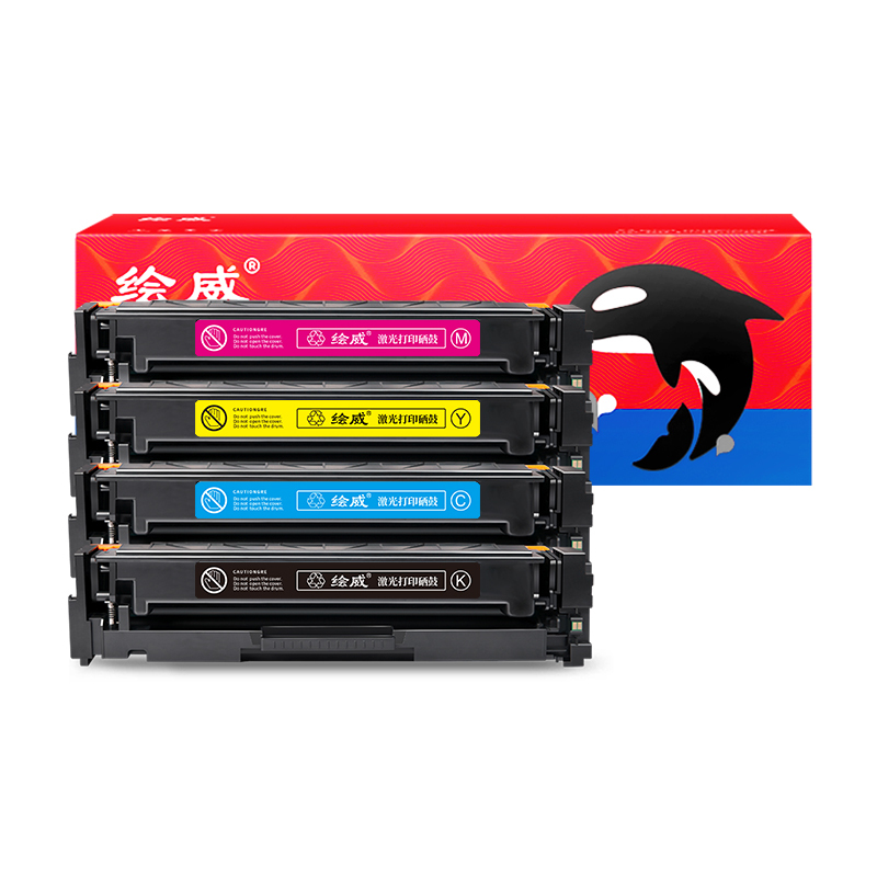 HUIWEI/绘威 四色硒鼓套装带芯片 CF500A/202A 四色 适用惠普HP m281fdw硒鼓 M254dw M254nw M280nw粉盒 M281fdn cf500a 1套