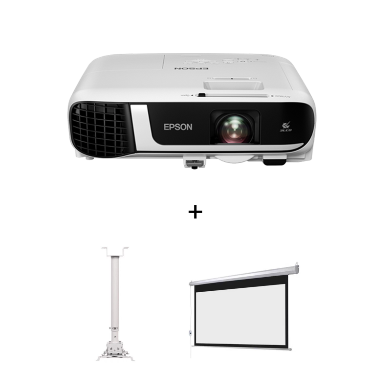 EPSON/爱普生 投影仪含安装套装 CB-FH52 含1m吊架+100" 16:9电动幕布+HDMI线20m+电源线10m+上门安装 1套