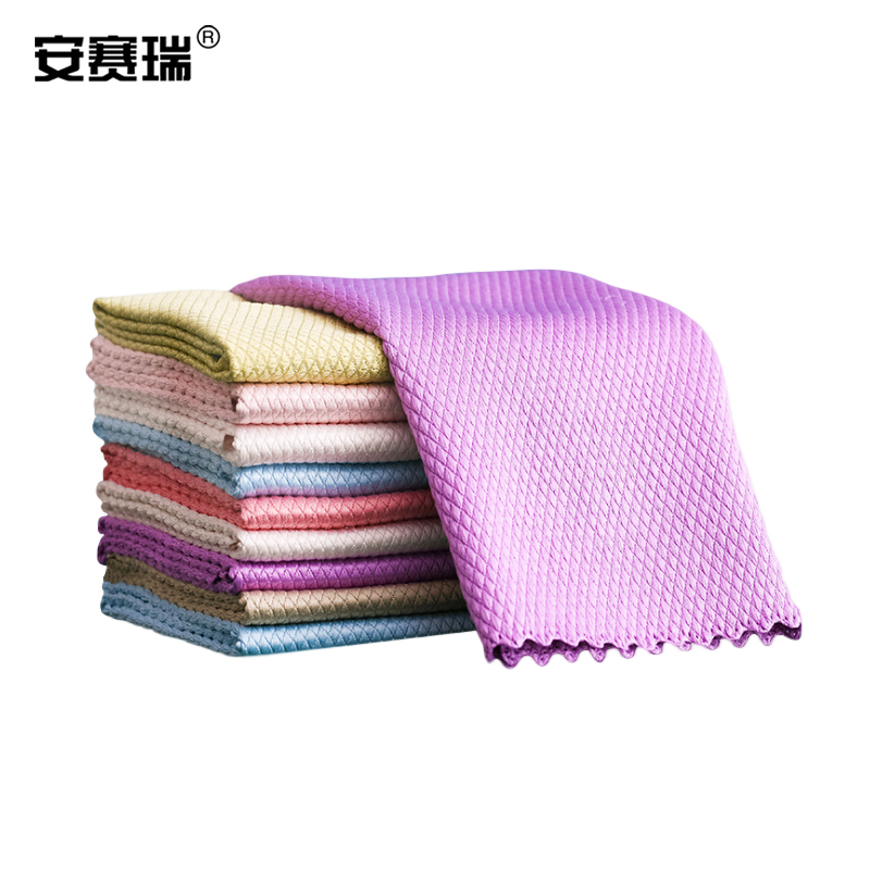 ANSAIRUI/安赛瑞 鱼鳞抹布 710445 30×40cm 颜色随机(浅粉色/玫红色/紫色/绿色/黄色/灰色/粉色/蓝色/红色/土黄色/深粉色/深灰色) 1包