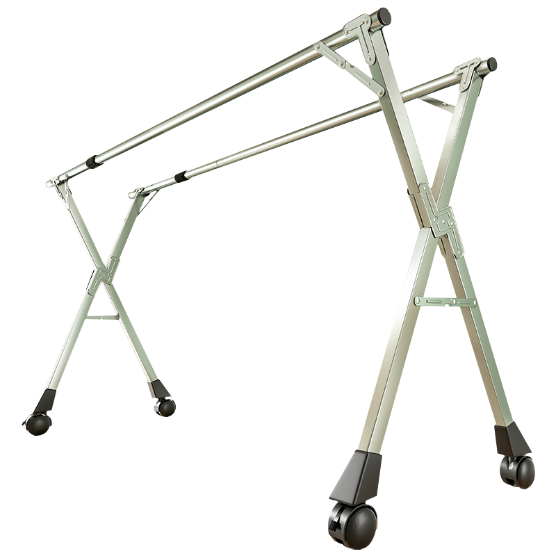KAIBAIXIANG/凯柏象 可折叠X杆晾衣架 KBX-QJL-010 银色 可伸缩 尺寸2400×750×1320mm 伸缩长度1500~2400mm 1个
