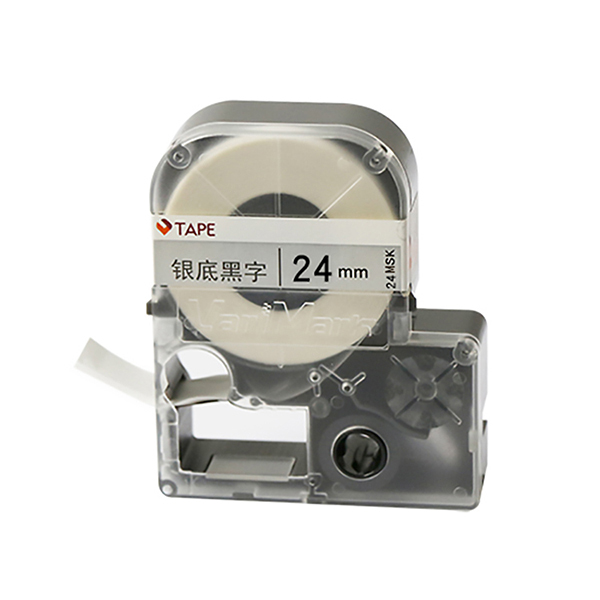 VARIMARK/威码 标准标签带(覆膜聚酯) 24MSK 银底黑字 24mm*8.5m 1卷