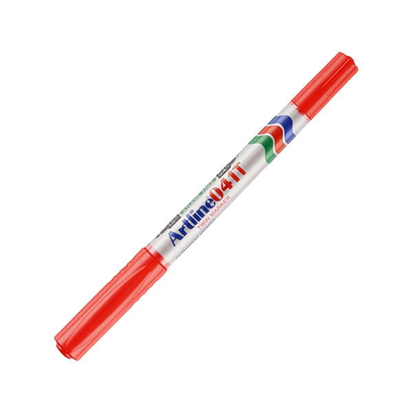ARTLINE/旗牌雅丽 小双头油性记号笔 EK-041T 0.4mm/1mm 红色 1支