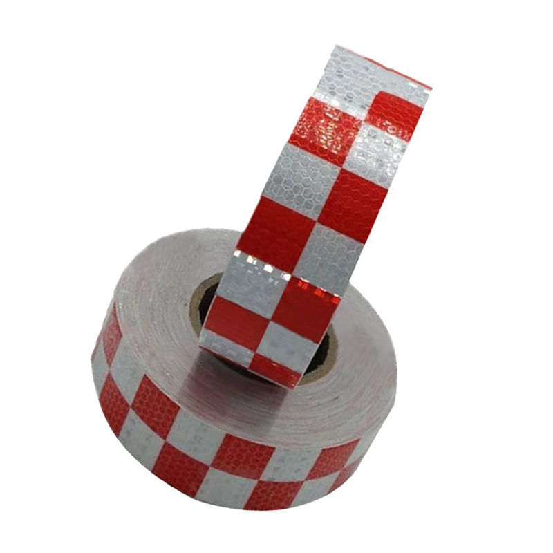 SAFEWARE/安赛瑞 超级晶格反光警示胶带 14367 红白方格 50mm*50m 1卷