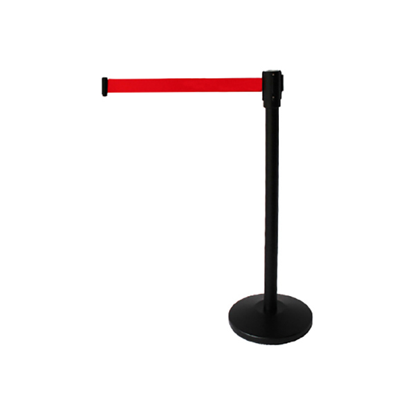 SAFEWARE/安赛瑞 钢制伸缩带隔离柱 14495 带长2m 高910mm 立柱Φ63mm 底盘Φ320mm 黑色 1个