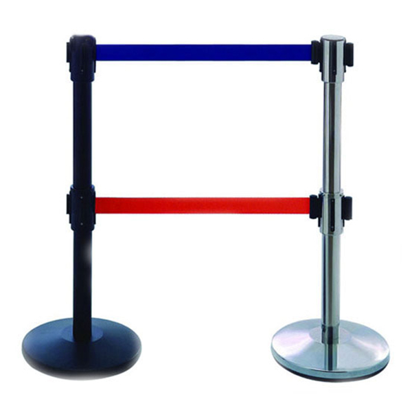SAFEWARE/安赛瑞 钢制双层伸缩带隔离柱 14504 带长3m 高1m 立柱Φ63mm 底盘Φ350mm 黑色 1个