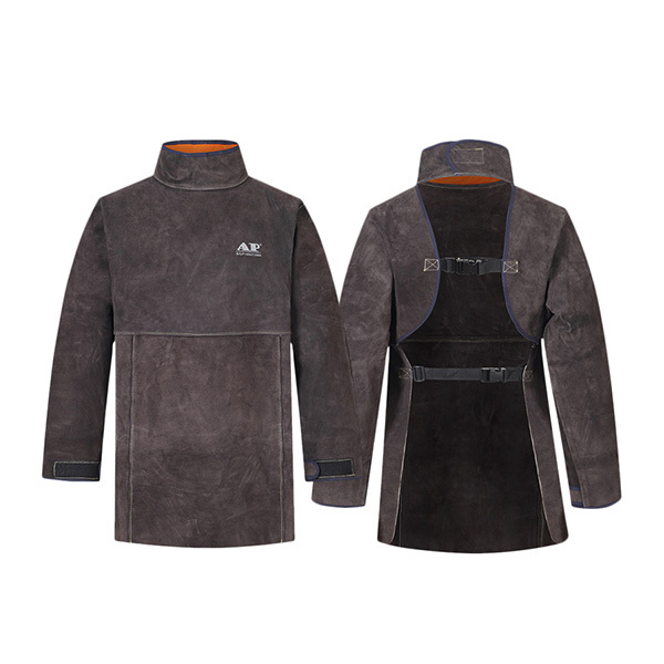 AP/友盟 炭啡色护胸带领长袖围裙 8002 2XL 84cm 1件