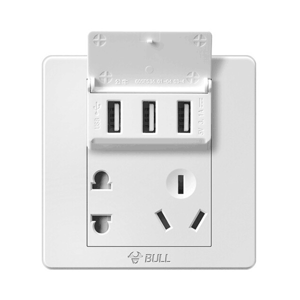 BULL/公牛 G07系列开关插座 G07E536 五孔+三位USB 1个