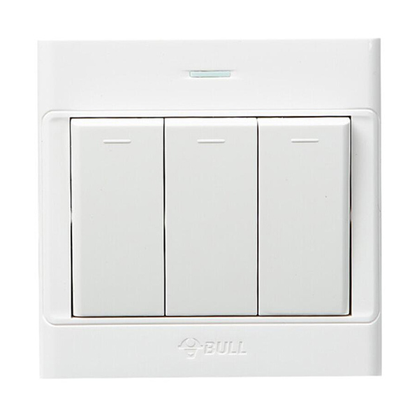 BULL/公牛 G09系列三位双控带荧光开关 G09K312Y 10A 250V 明装 1个