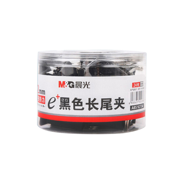 M&G/晨光 Eplus黑色长尾夹 ABS92734 32mm 黑色 24只 1筒