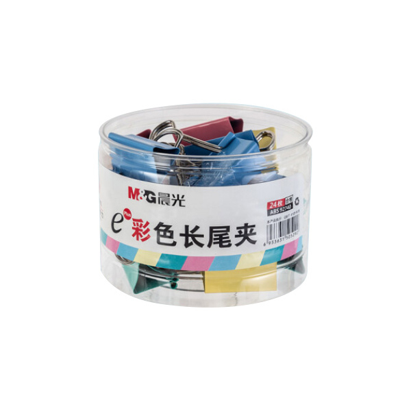 M&G/晨光 Eplus彩色长尾夹 ABS92740 32mm 混色 24只 1筒