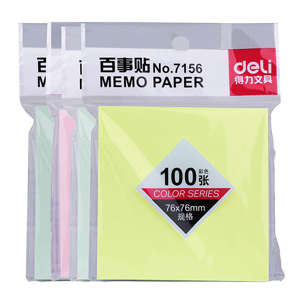 DELI/得力 彩色系列百事贴 7156 76×76mm 100页 颜色随机 1包