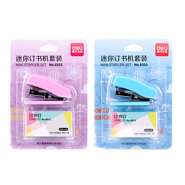 DELI/得力 迷你订书机套装 0353 12页 颜色随机 1台