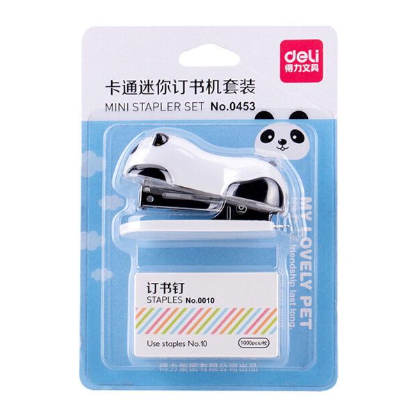 DELI/得力 卡通迷你订书机套装 0453 12页 白色 1台