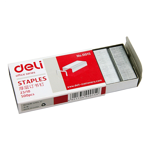DELI/得力 厚层订书钉 0015 23/10 500枚装 1盒