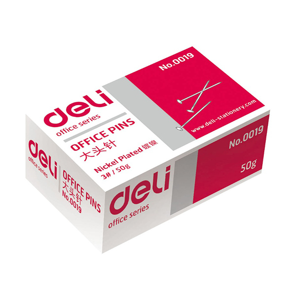 DELI/得力 大头针 0019 3# 金属色 50g装 1盒