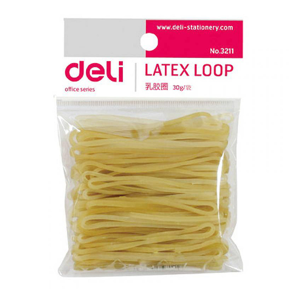 DELI/得力 乳胶圈 3211 30g 微黄 1包
