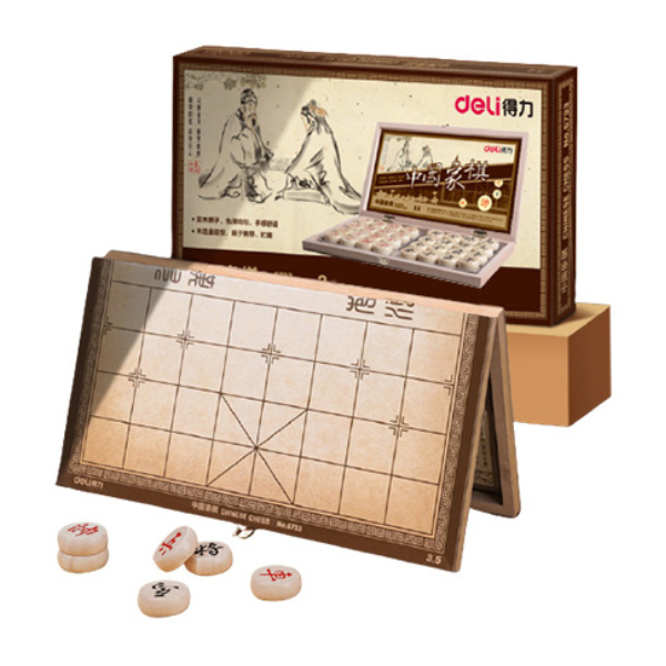 DELI/得力 中国象棋 6734 原木色 黑色红色各16颗 1盒