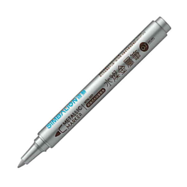 SIMBALION/雄狮 小直液水灿金属笔 MTN307 炫银 0.7mm 12支 1盒