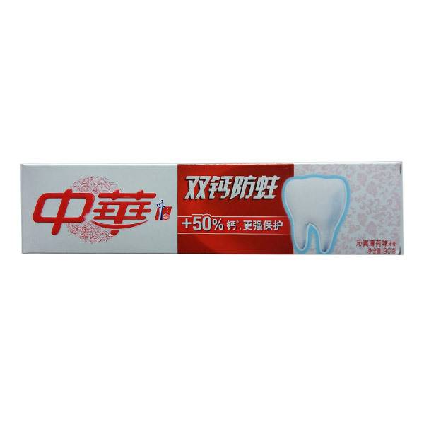 ZHONGHUA/中华 双钙防蛀沁爽薄荷牙膏 6902088605518 90g 1支