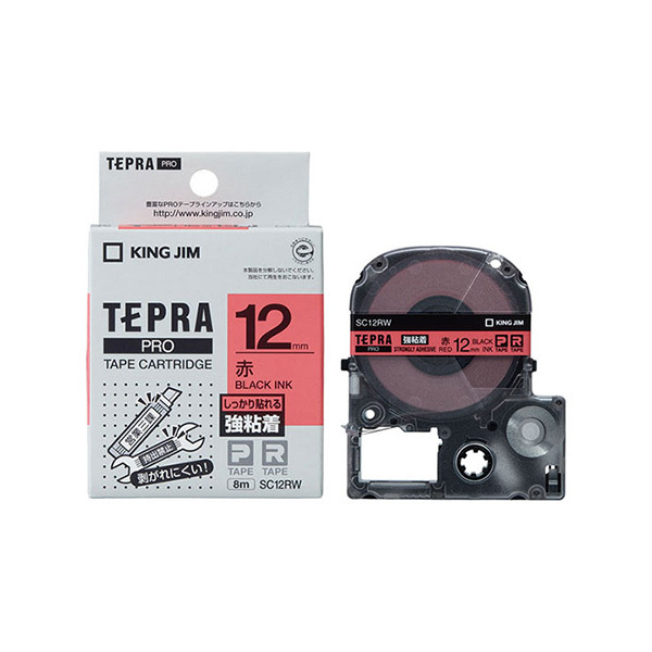 KING JIM/锦宫 TEPRA PRO强粘性标签色带 SC12RW 红底黑字 12mm×8m 1卷