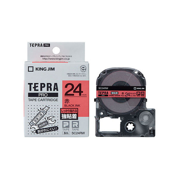 KING JIM/锦宫 TEPRA PRO强粘性标签色带 SC24RW 红底黑字 24mm×8m 1卷