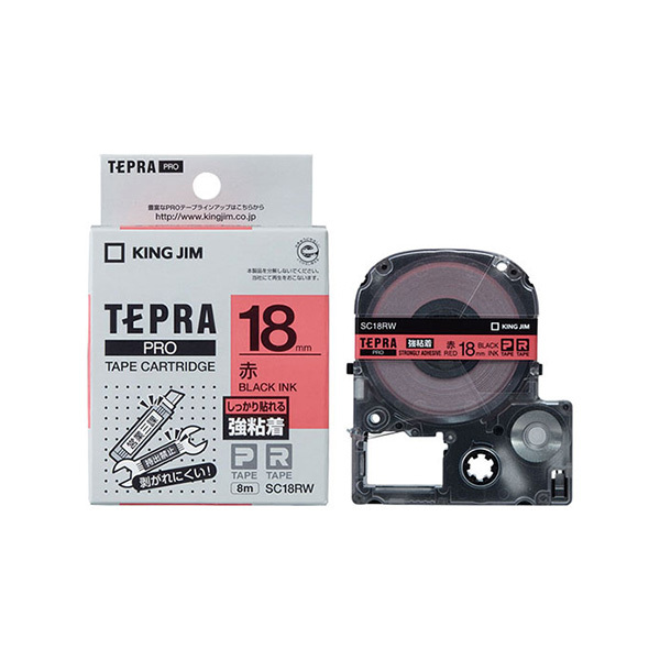 KING JIM/锦宫 TEPRA PRO强粘性标签色带 SC18RW 红底黑字 18mm×8m 1卷