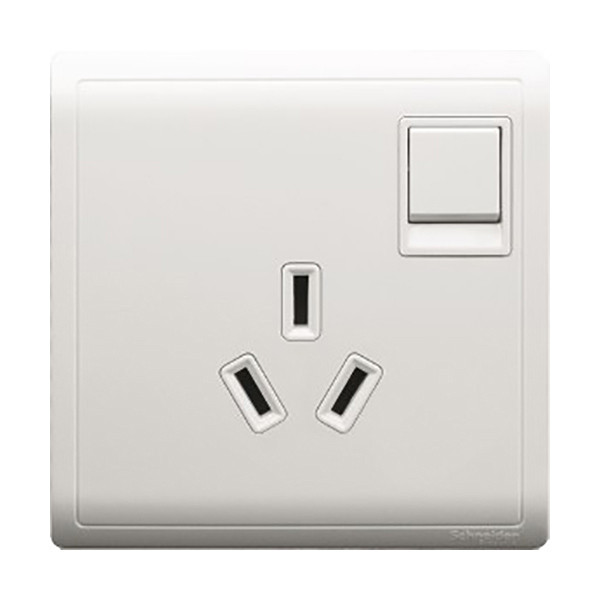 SCHNEIDER/施耐德电气 丰尚16A 250V 带开关带保护门三极扁脚插座(白色) E8215_16CS 1个