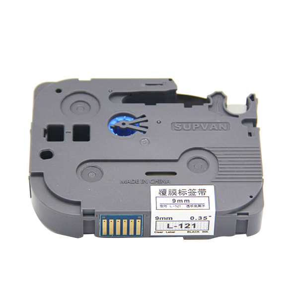 SUPVAN/硕方 标准覆膜标签带 L-121 透明底黑字 9mm宽 1卷