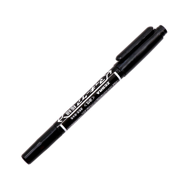ZEBRA/斑马 YYTS5 小麦奇双头油性记号笔 YYTS5 黑色 细头1.0-1.3mm 极细头 0.5mm 1支