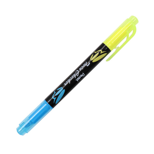PENTEL/派通 双头双色荧光笔 SLW8—GS 1~3.5mm 蓝色+黄色 1支