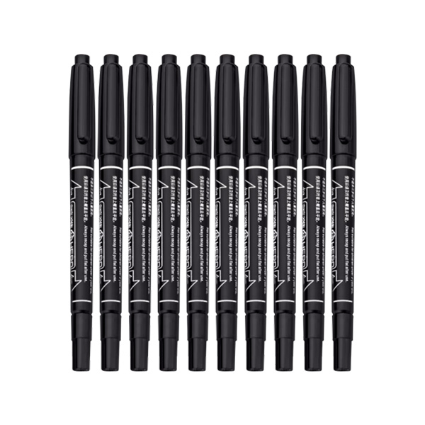 HERO/英雄 小双头记号笔 887 黑色 0.5mm/2mm 10支 1盒