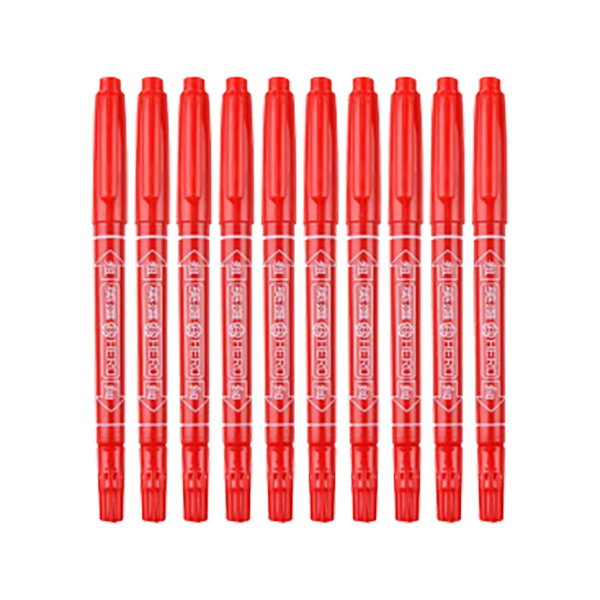 HERO/英雄 小双头记号笔 887 红色 0.5mm/2mm 10支 1盒