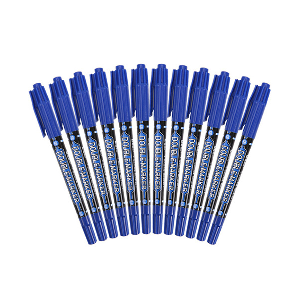 M&G/晨光 小双头记号笔 MG2130 蓝色 细头1.0mm 极细头0.5mm 12支 1盒