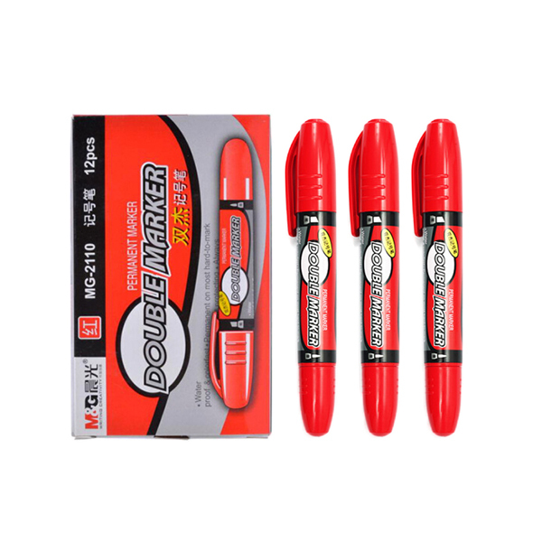 M&G/晨光 大双头记号笔 MG2110 红色 粗头5.0mm 细头2.0mm 12支/盒 1盒