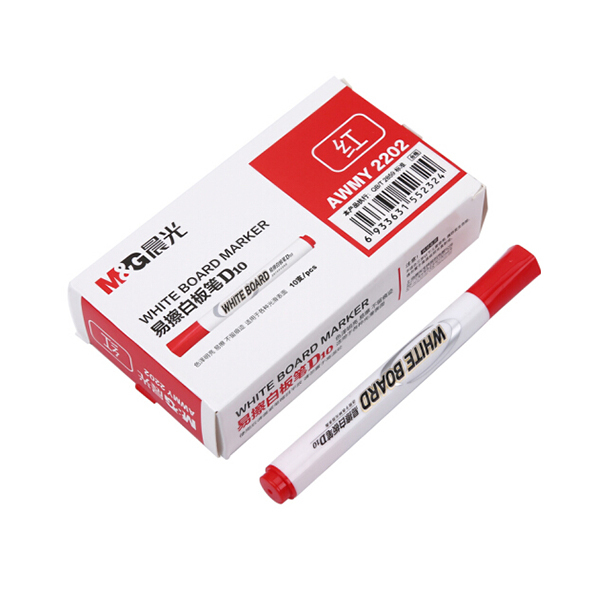 M&G/晨光 易擦白板笔 AWMY2202 红色 2mm 10支 1盒