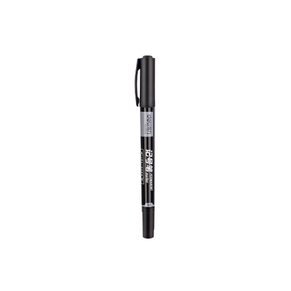 DELI/得力 小双头记号笔 6824 黑色 新包装1.2mm/0.5mm 老包装1.5mm/0.5mm 12支 1盒