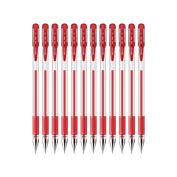 DELI/得力 中性笔 6601 红色 0.5mm 12支/盒(适用6901笔芯) 1盒