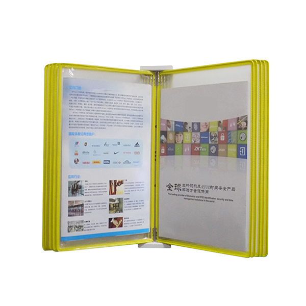 SAFEWARE/安赛瑞 磁吸式壁挂文件展示架 12277 黄色 46*33cm PVC材质 含支架和10页文件夹 1套