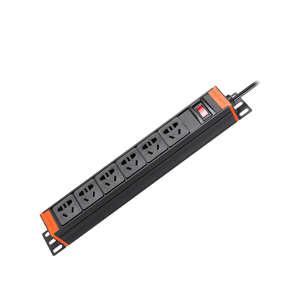 POWERSYNC/包尔星克 10A 6位 PDU机柜电源插座 MD6A0020 1.0mm²×3C 2m 黑色 短体 1个